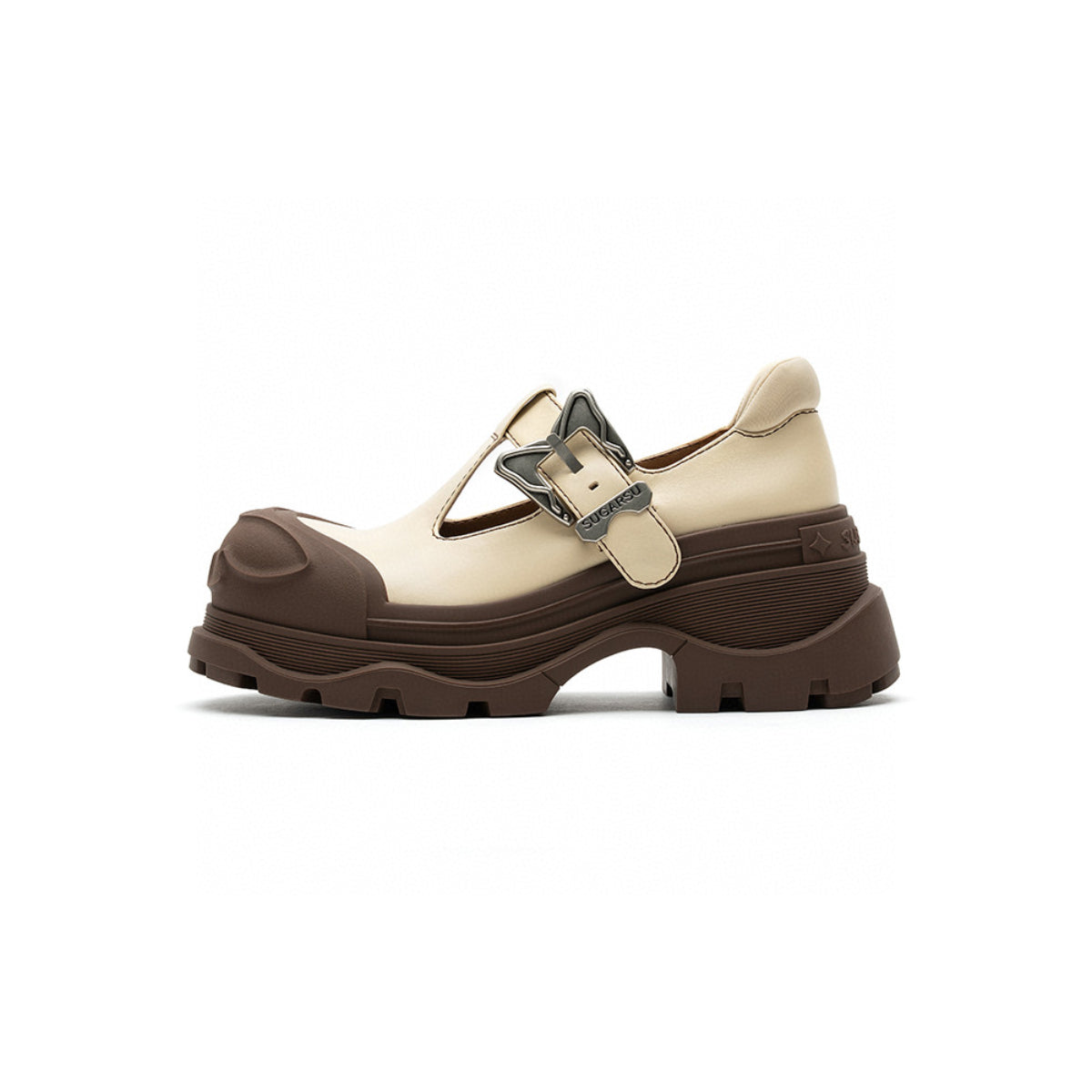 SugarSu Butterfly Buckle Rubber Sole Mary Jane Brown