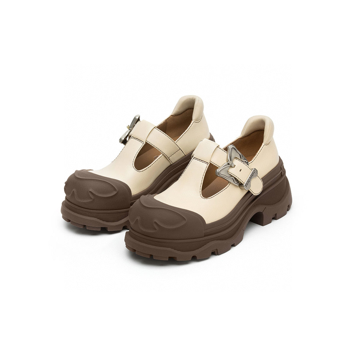 SugarSu Butterfly Buckle Rubber Sole Mary Jane Brown