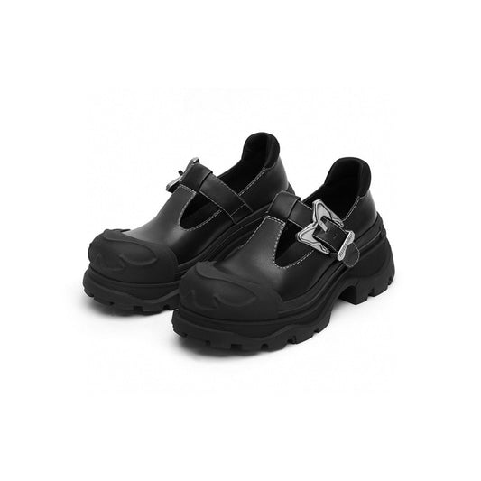 SugarSu Butterfly Buckle Rubber Sole Mary Jane Black