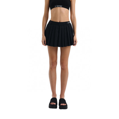 Ann Andelman Embroidery Logo Pleated Short Skirt Black