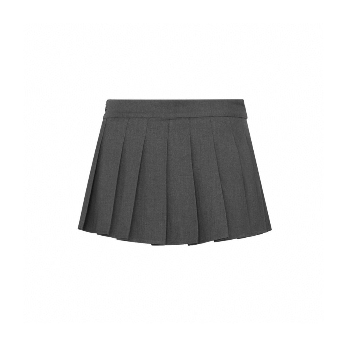 Ann Andelman Embroidery Logo Pleated Short Skirt Grey