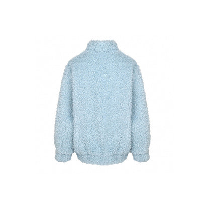 Ann Andelman Oversized Woolen Fleece Coat Blue