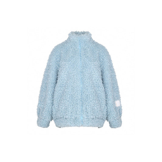 Ann Andelman Oversized Woolen Fleece Coat Blue