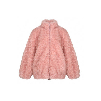 Ann Andelman Oversized Woolen Fleece Coat Pink