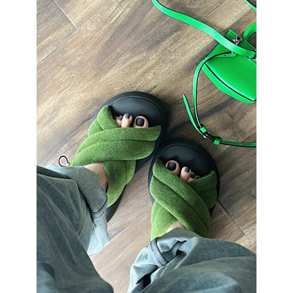 Lost In Echo Cross Strap Pump Slipper Green