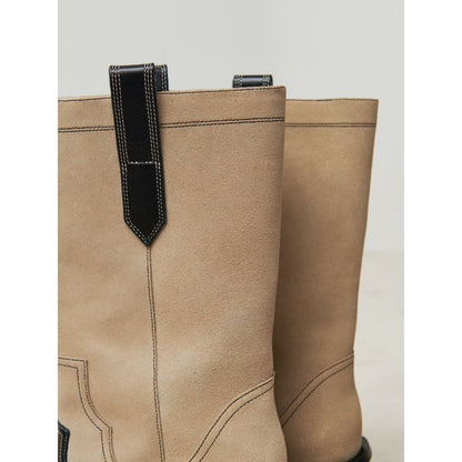 Lost In Echo Square Toe Zipper Heel Boots Sand