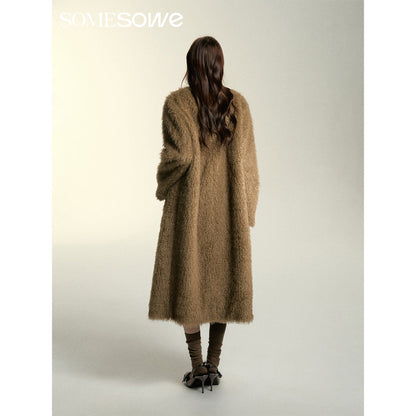 SomeSowe Oversized Chamois Leather Fur Coat Khaki