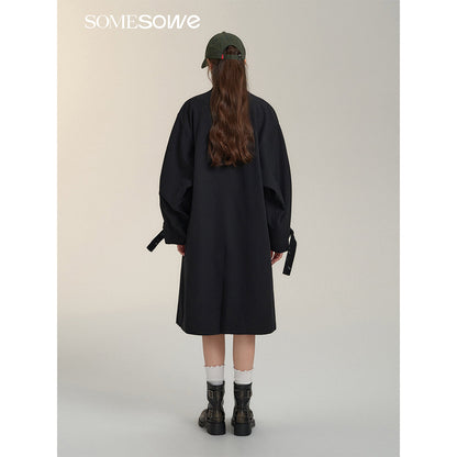 SomeSowe Floral Patchwork Casual Silhouette Coat Black