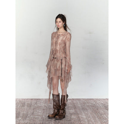 Via Pitti Irregular Render Skirt Brown