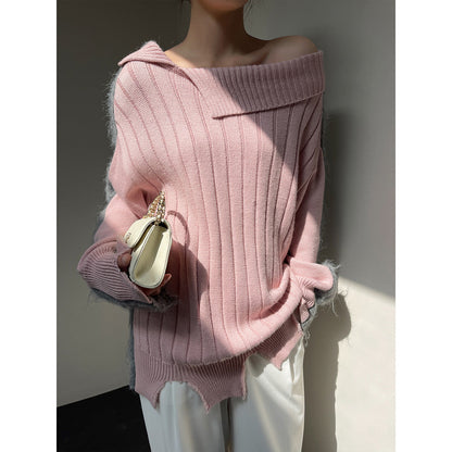 Rumia Florence Knitted Jumper Pink And Grey