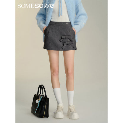 SomeSowe 3D Bow A-Line Mini Skirt Gray