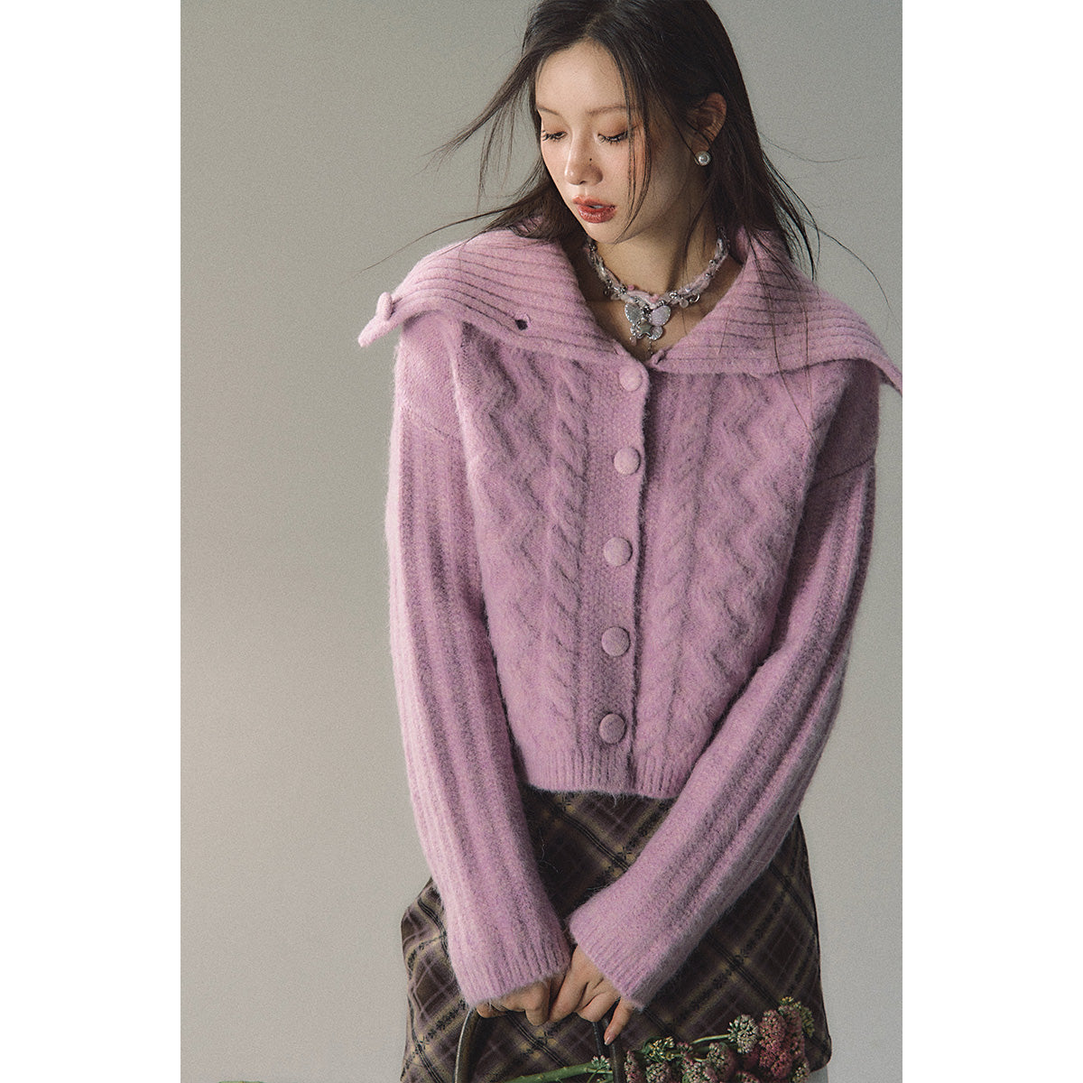 Via Pitti Twisted Woolen Knit Sweater Pink