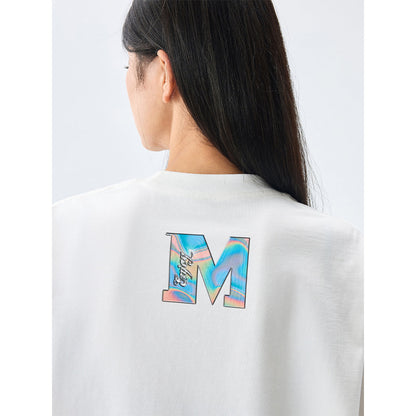 MEDM Transparent Girl Portrait Printed Tee White