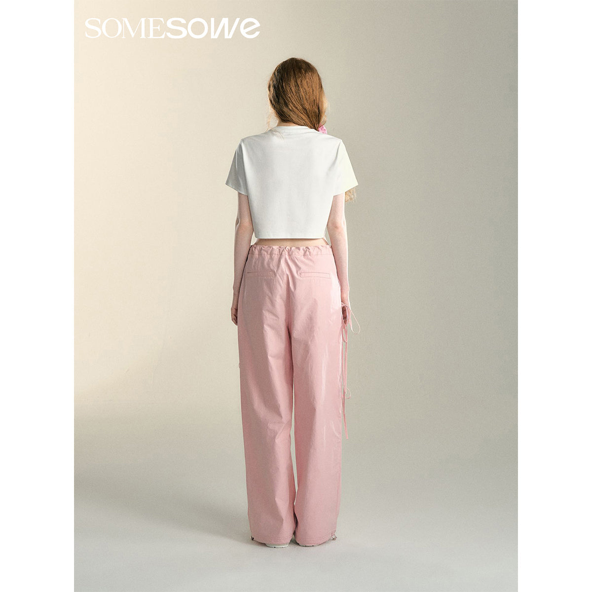 SomeSowe Bow Drawstring Cargo Pants Pink