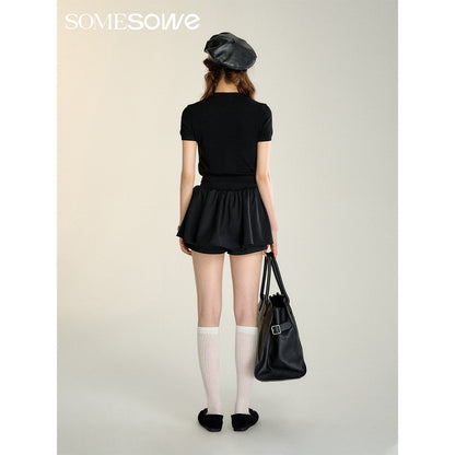 SomeSowe 3D A-Line Puffy Skirt Shorts Black