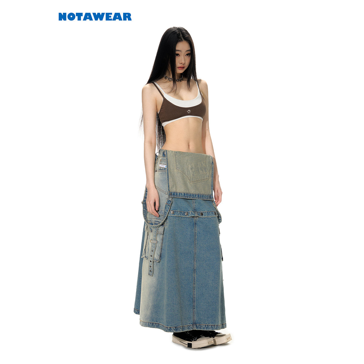 NotaWear Detachable Multiple Thread Denim Overall Dress