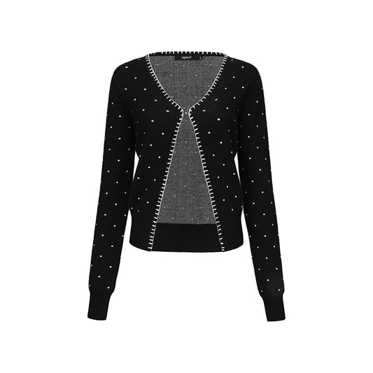 AGAM Short Slim Wool Polka Dots Knit Cardigan