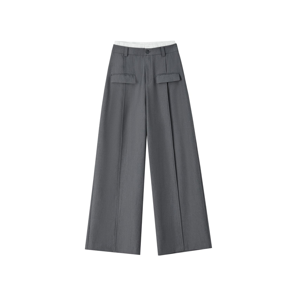 SomeSowe Contrast Color Stitching Wide-Leg Suit Pants Gray