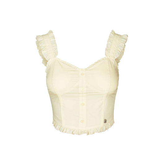 Kroche Wrinkle Fish-bone Lace Edge Sling Vest