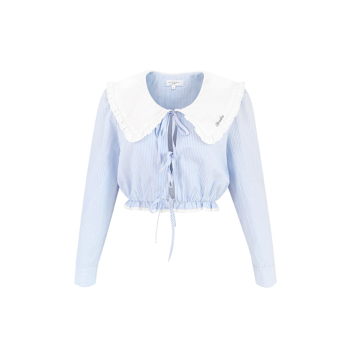 Kroche Doll Collar Hollow-Out Crop L/S Shirt Top