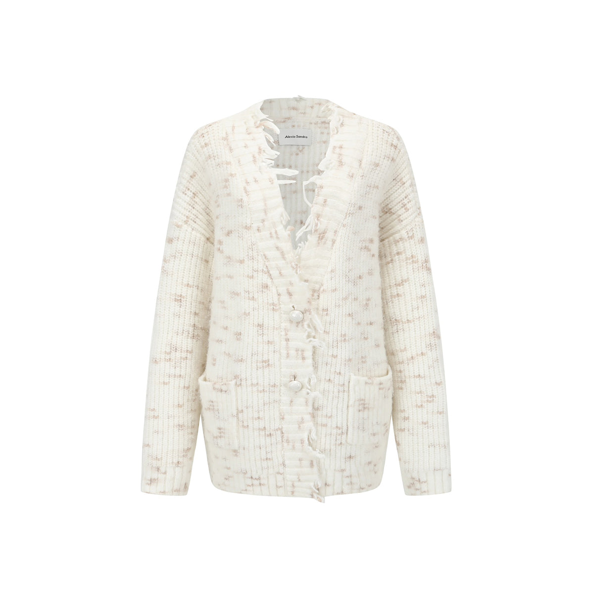 Alexia Sandra Destroyed Edge Speckled Knit Cardigan