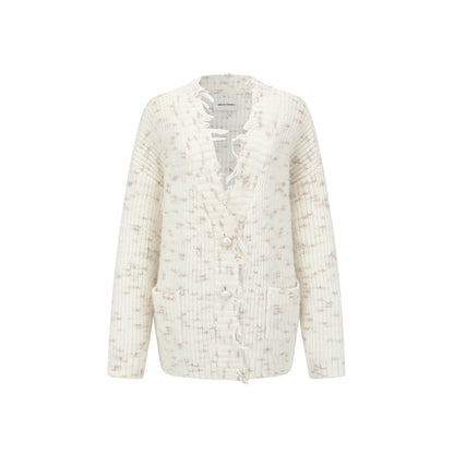 Alexia Sandra Destroyed Edge Speckled Knit Cardigan