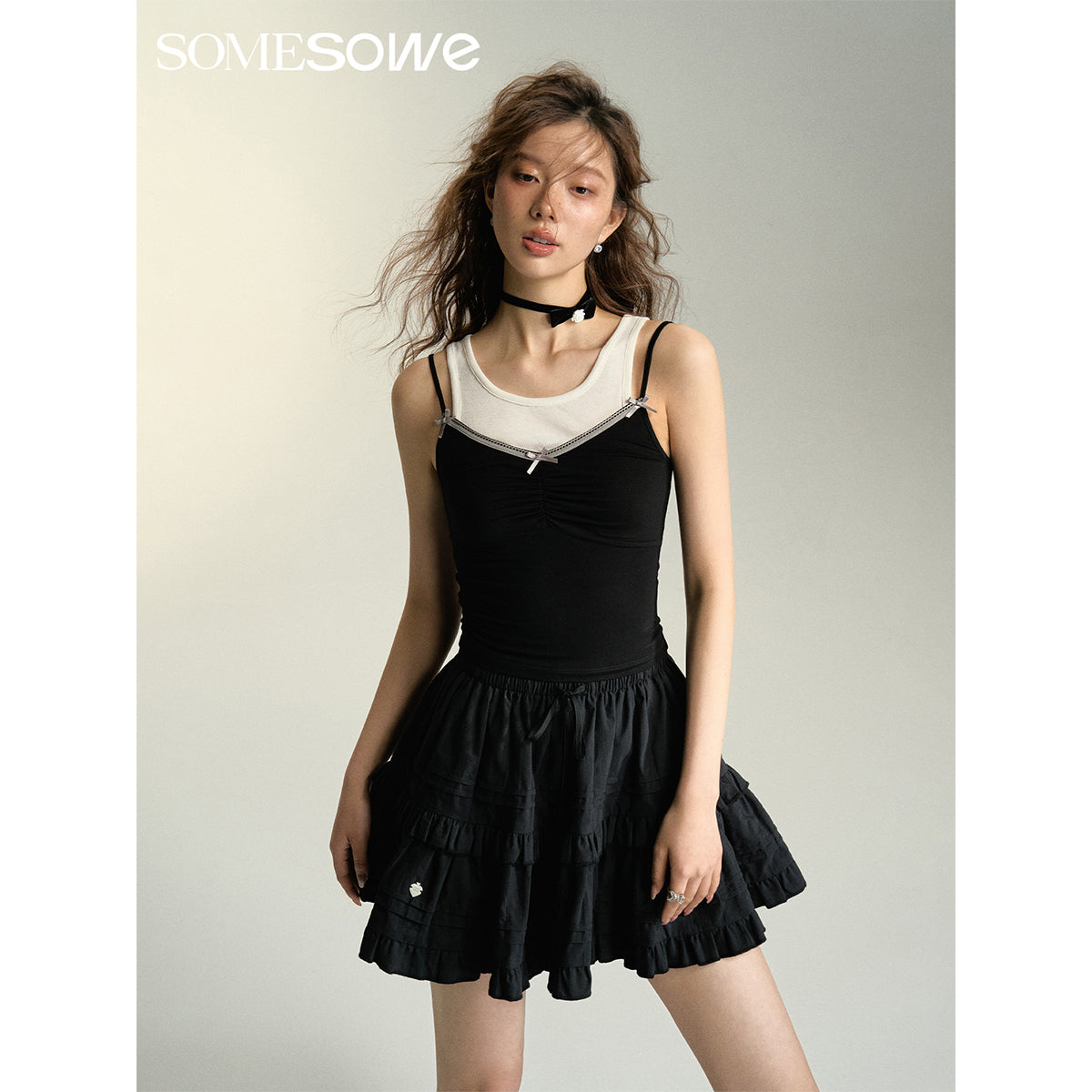 SomeSowe Ballet Layered A-Line Skirt Black