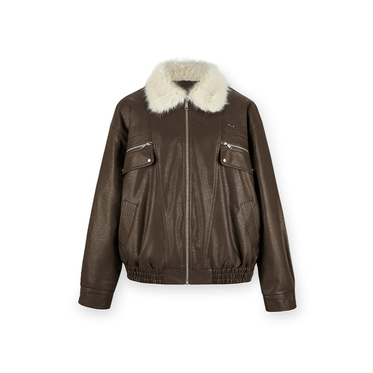 NotAwear Vintage Fur Collar Leather Jacket Khaki