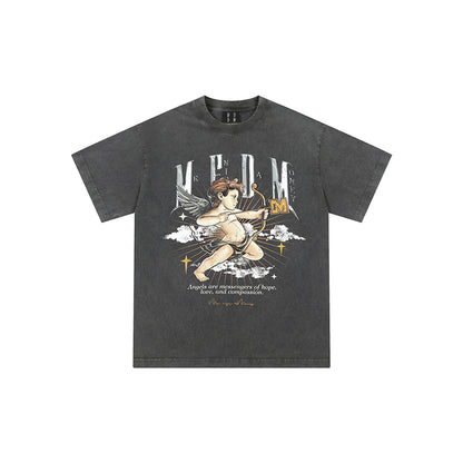 MEDM Washed Hand-Drawn Angel Tee Gray