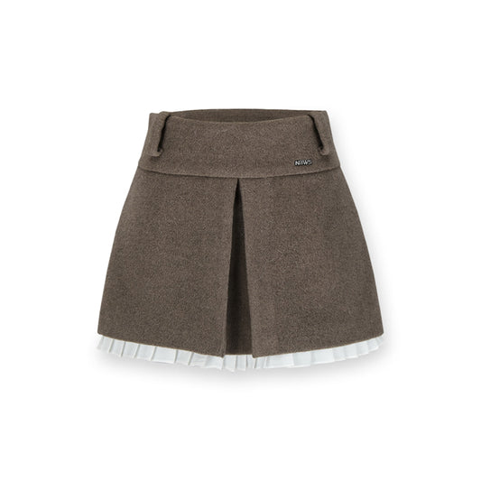 NotAwear Woolen Lace Edge Skirt Brown