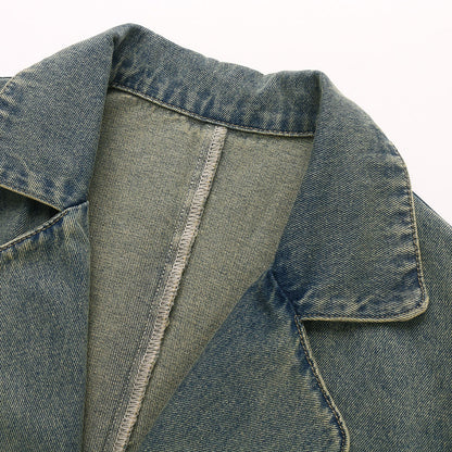 Wildshodow Metal Bow-Knot Washed Denim Jacket