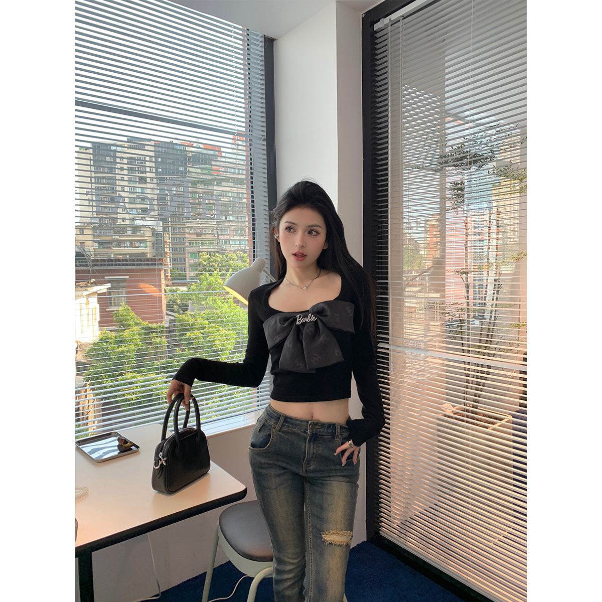 Weird Market X Barbie Bowknot Knit Top Black