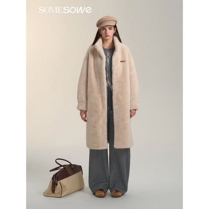 SomeSowe Fluffy Faux Mink Teddy Coat Beige