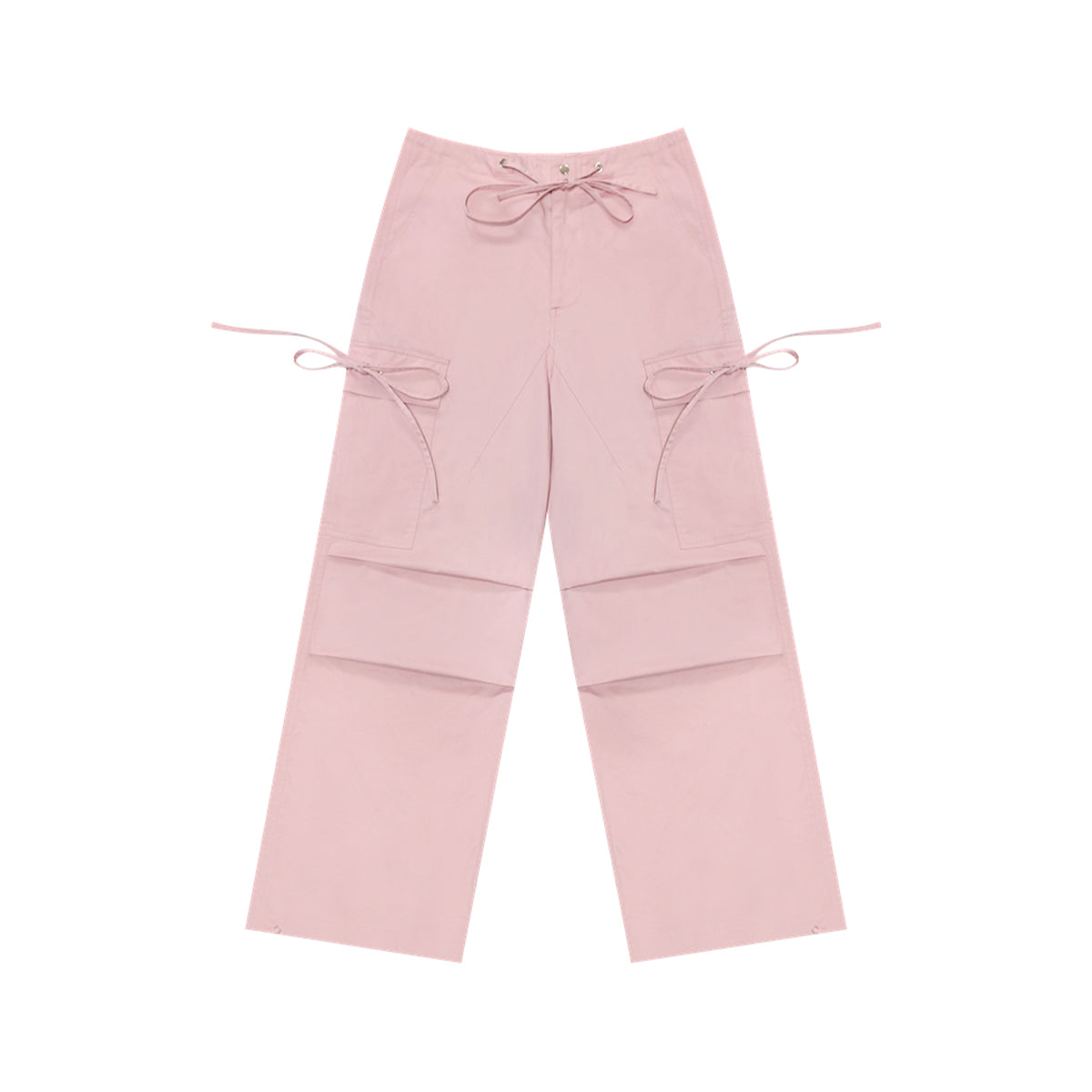 AsGony Thin Loose Straight Wide-Leg Cargo Pants Pink