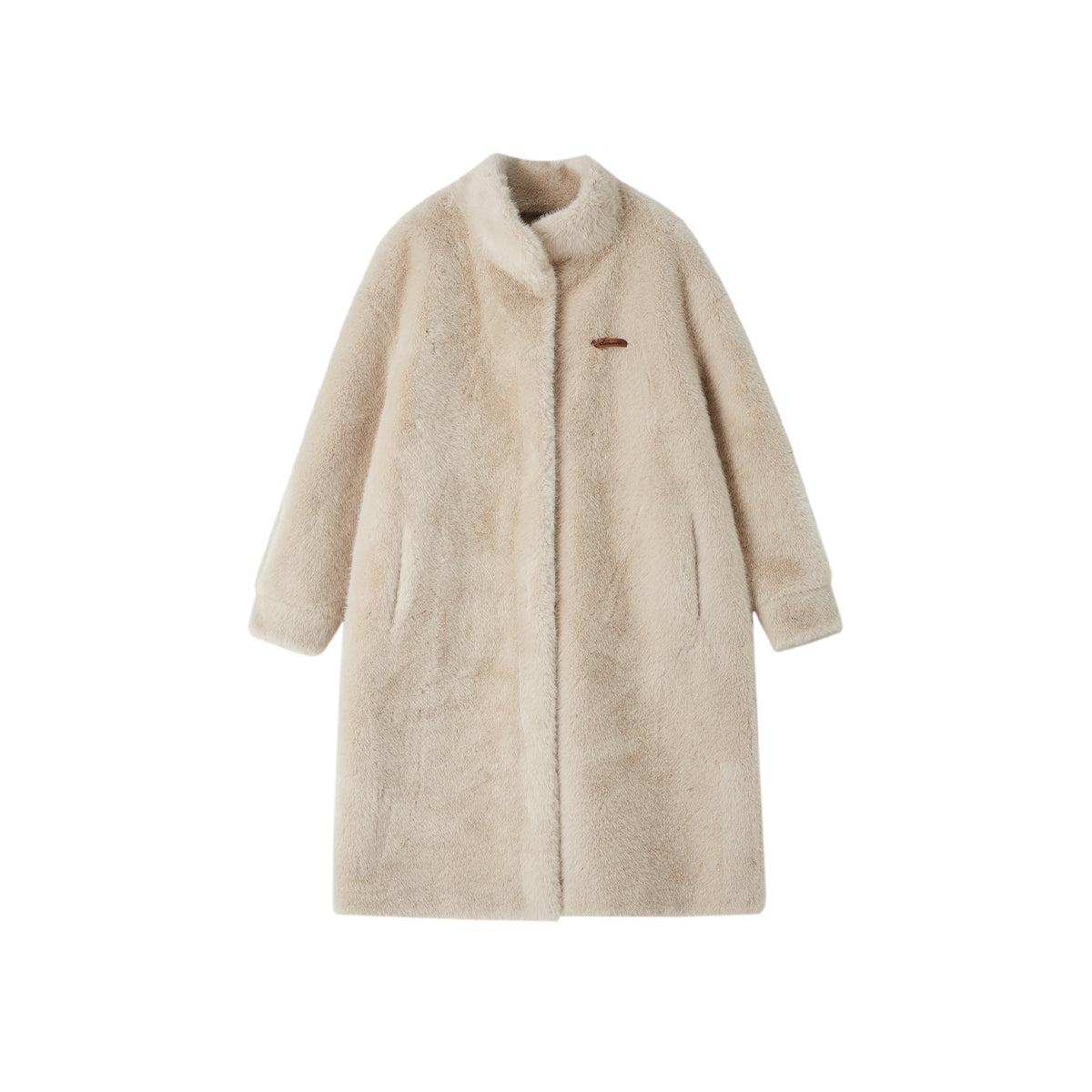 SomeSowe Fluffy Faux Mink Teddy Coat Beige