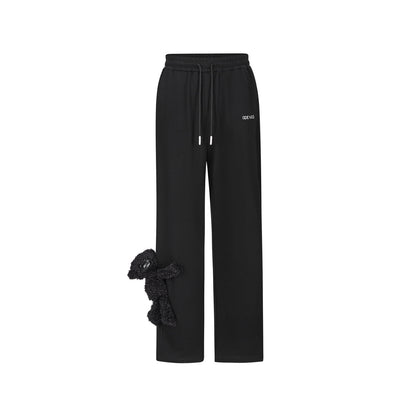 13De Marzo Plush Bear Drawstring Casual Pants Black