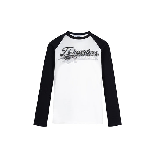 Three Quarters Hotfix Logo Raglan Sleeve Tee Black