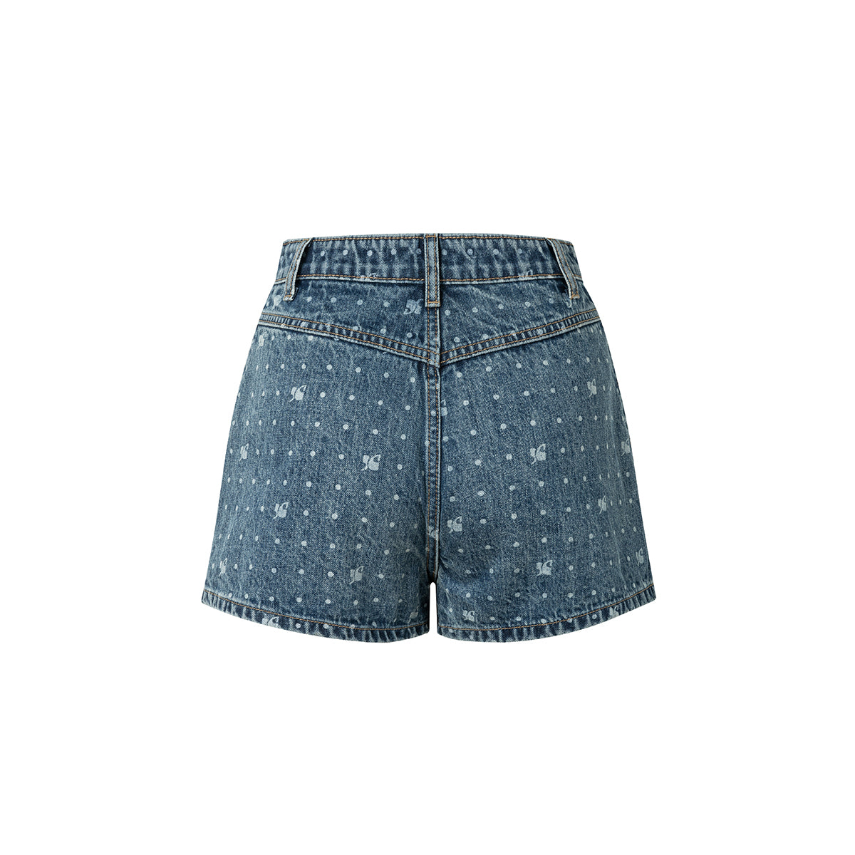 Diana Vevina Printed Denim Shorts Blue