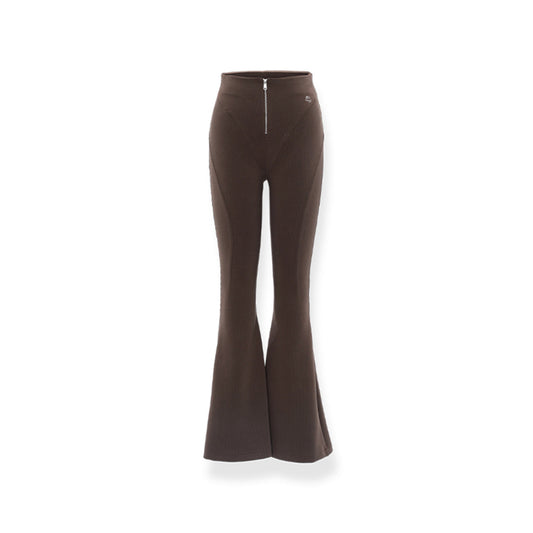 NotaWear Zipper Elastic Flare Pants Brown