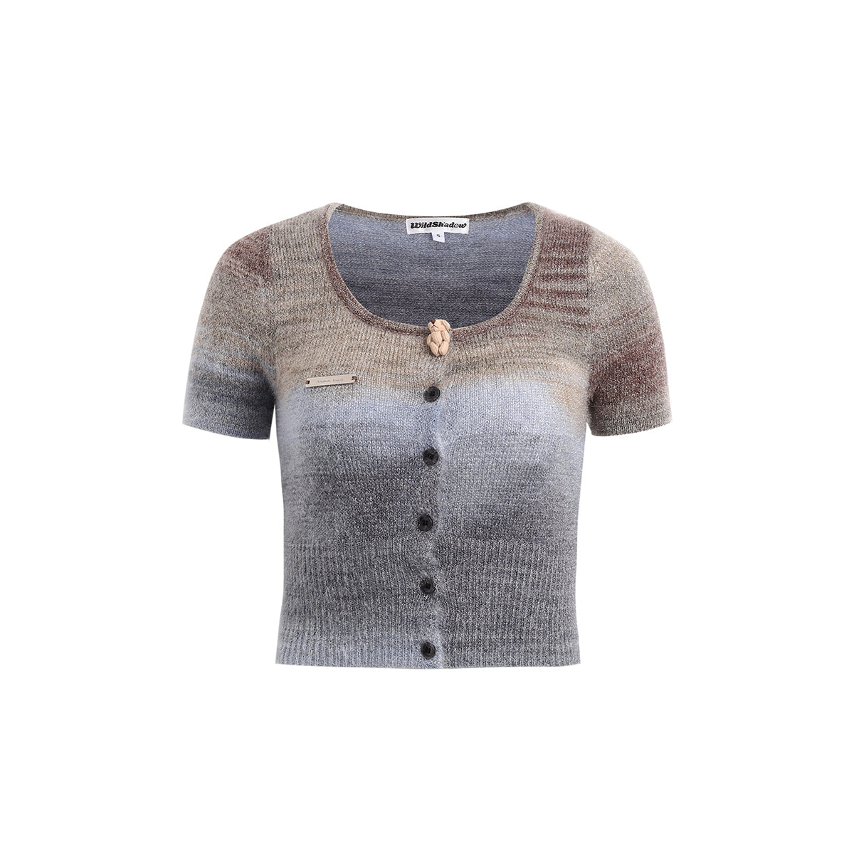 Wildshadow Teddy Bear Gradient Faded Knit Crop Top