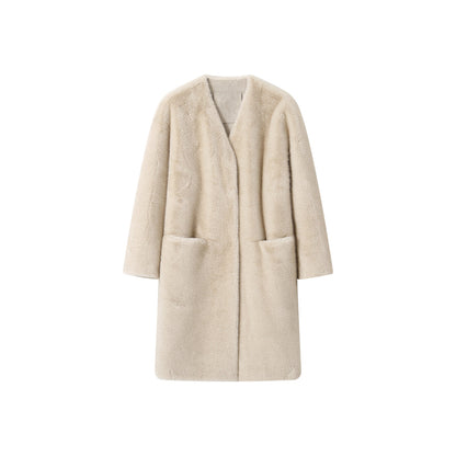 SomeSowe Fluffy Faux Mink Long Coat Khaki