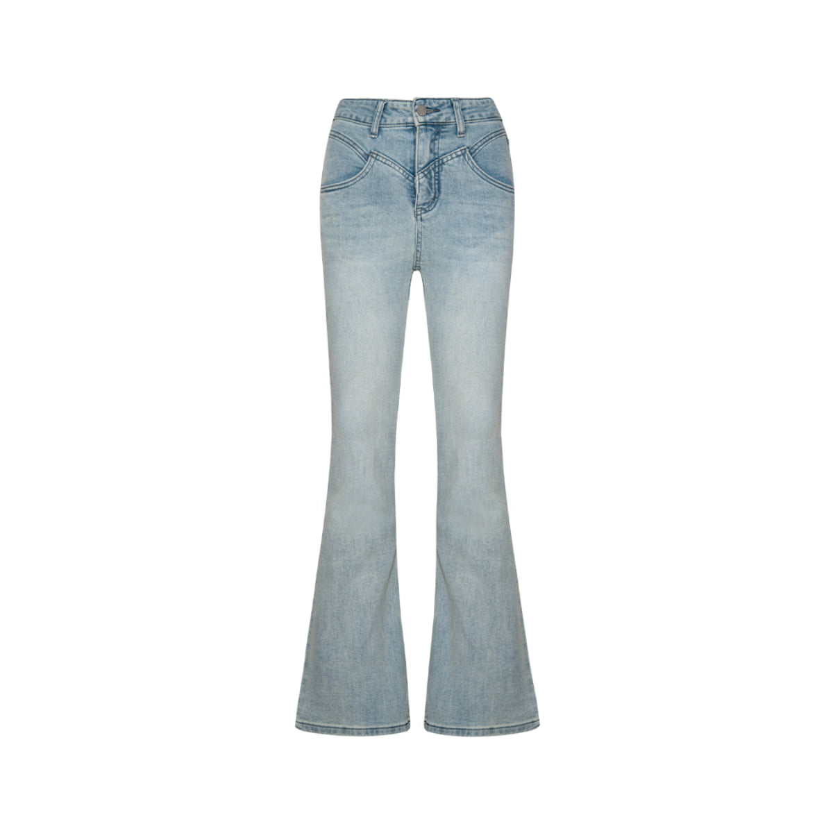 Kroche High Waist Washed Denim Flare Jeans