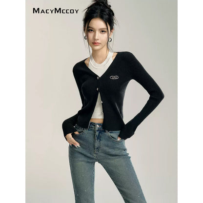 MacyMccoy Fake-2-Piece Color Blocked Knit Top Black