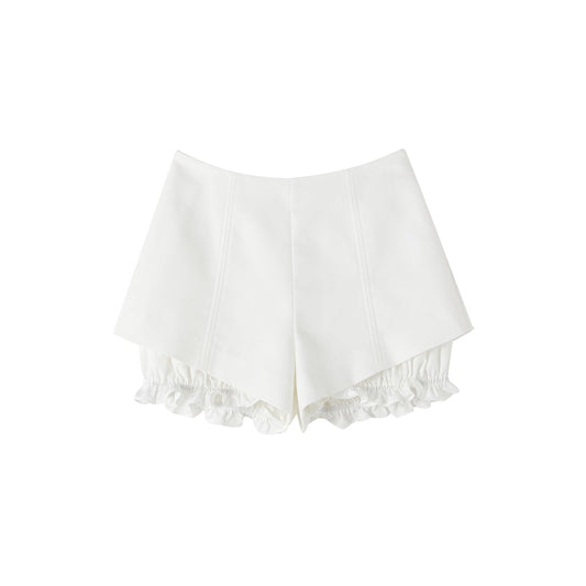 SomeSowe Split Patchwork Layered Bud Shorts White