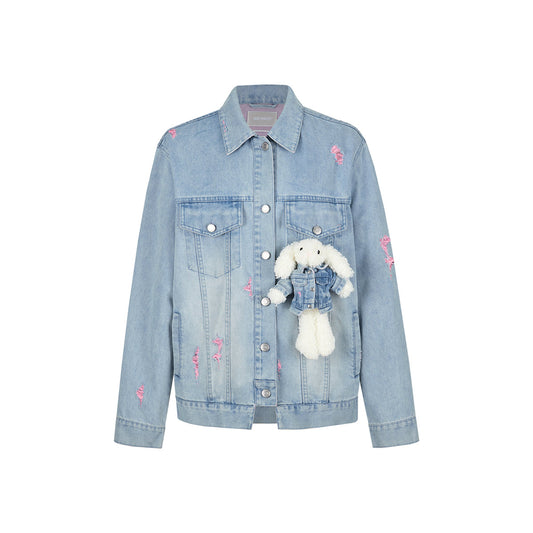 13De Marzo Plush Rabbit Denim Doozoo Jacket Blue