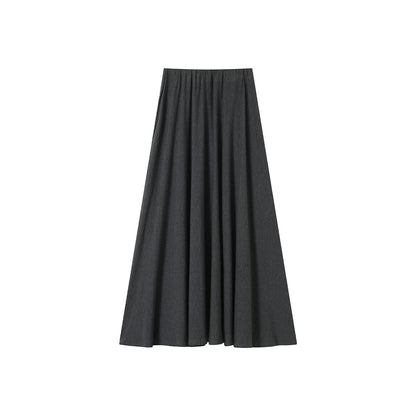 SomeSowe Wide A-Line Pleated Long Skirt Gray