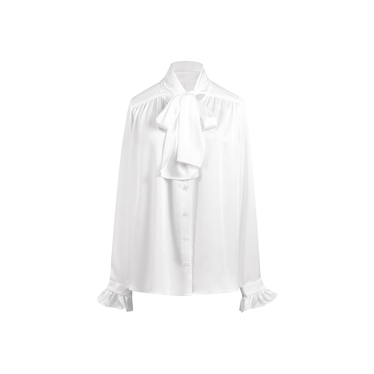 Three Quarters Binding Bow-Knot Shirt White