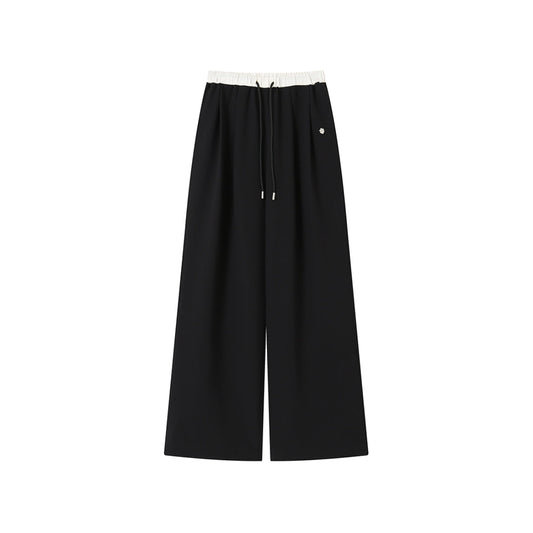 SomeSowe Drawstring Wide-Leg Suit Pants Black