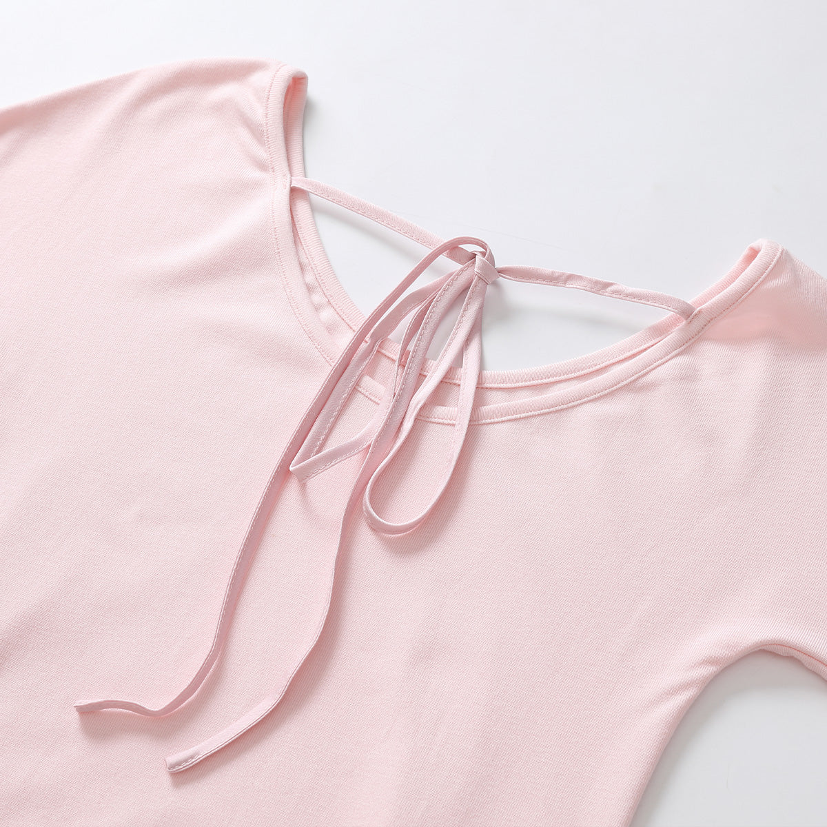 Three Quarters Ballet-Inspired Drawstring Top Pink