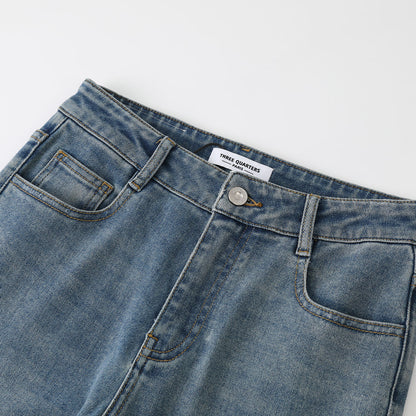 Three Quarters Destroy Edge Flare Jeans